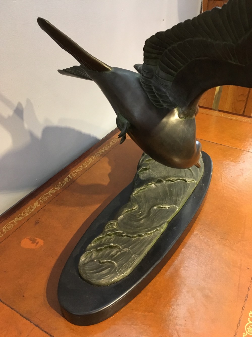 Art Deco spelter seabird by Rochard  View VI