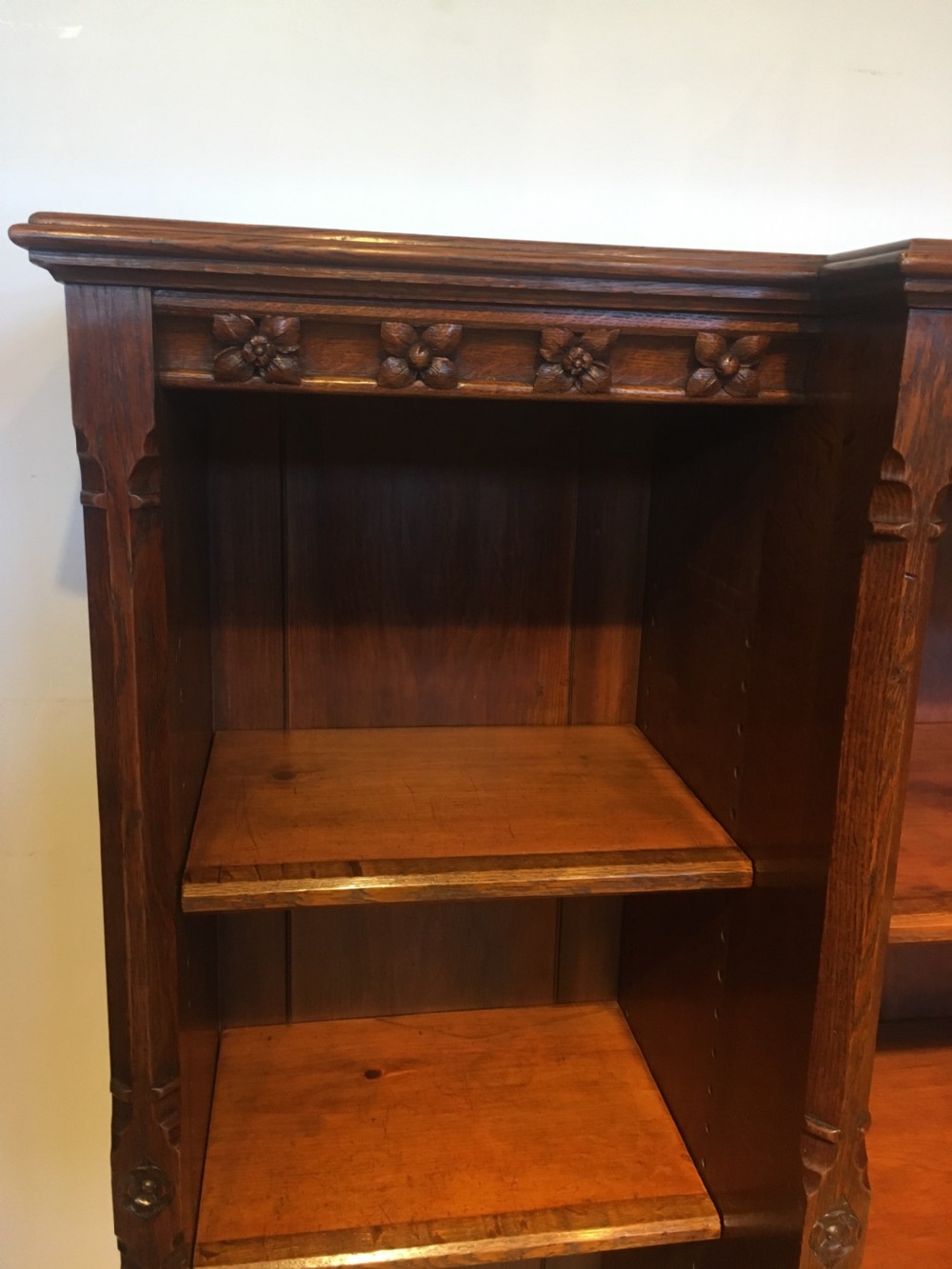Victorian gothic style breakfront bookcase  View II
