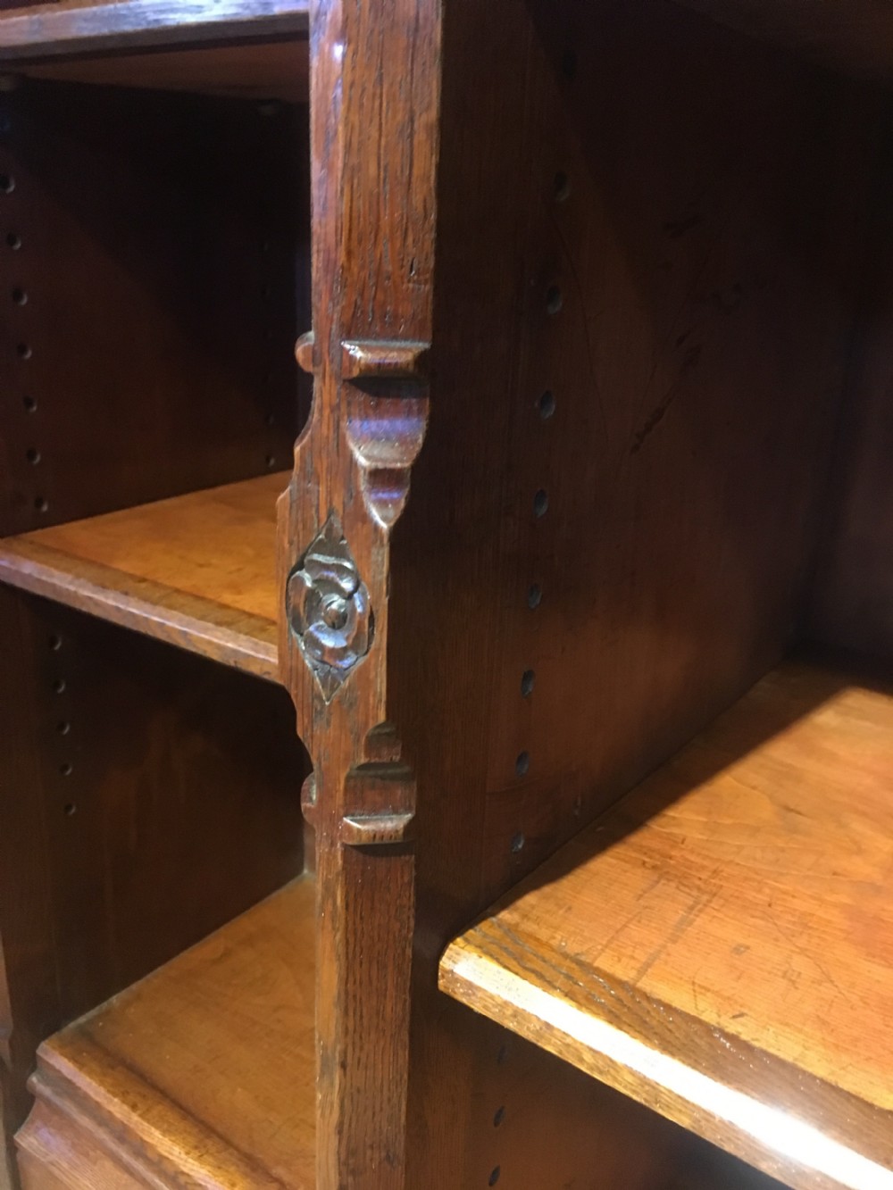 Victorian gothic style breakfront bookcase  View III
