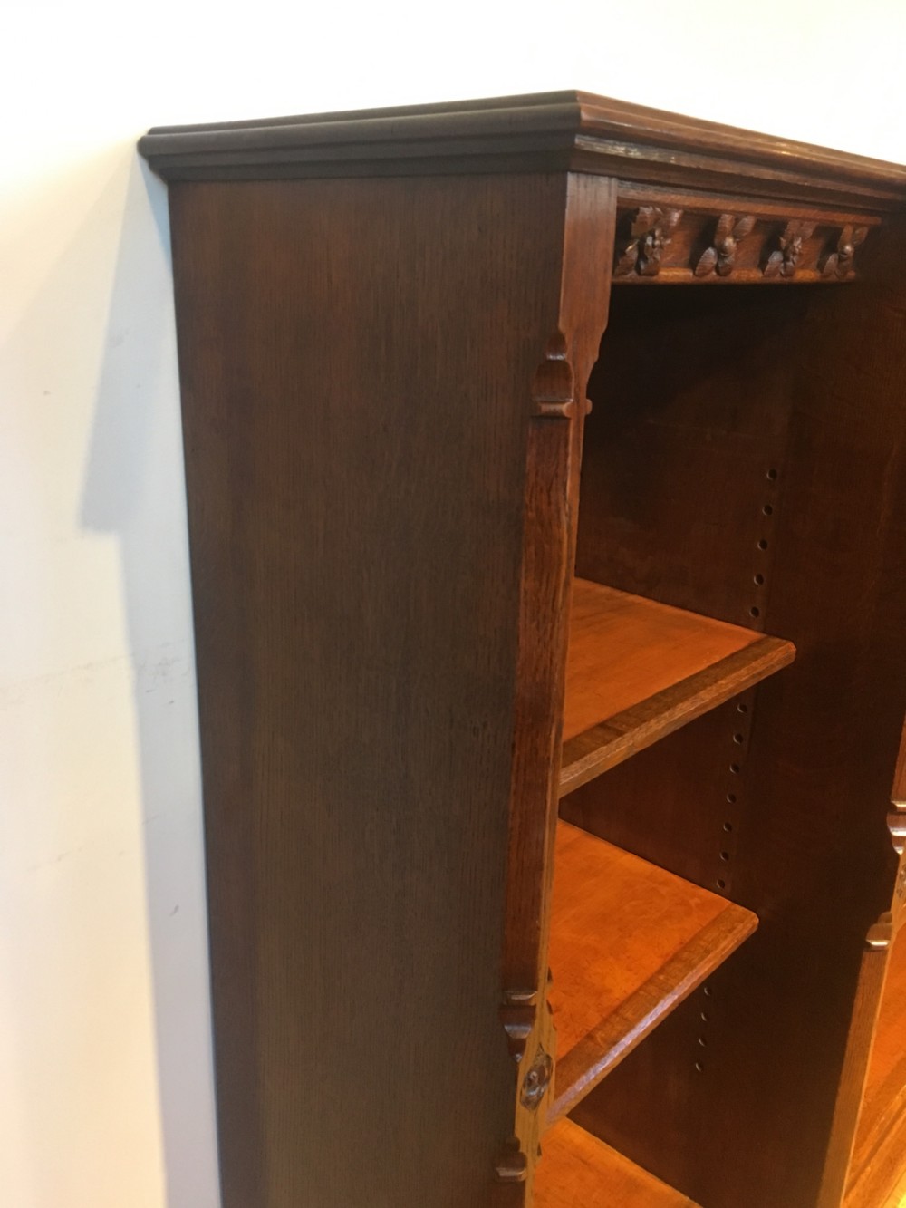 Victorian gothic style breakfront bookcase  View V