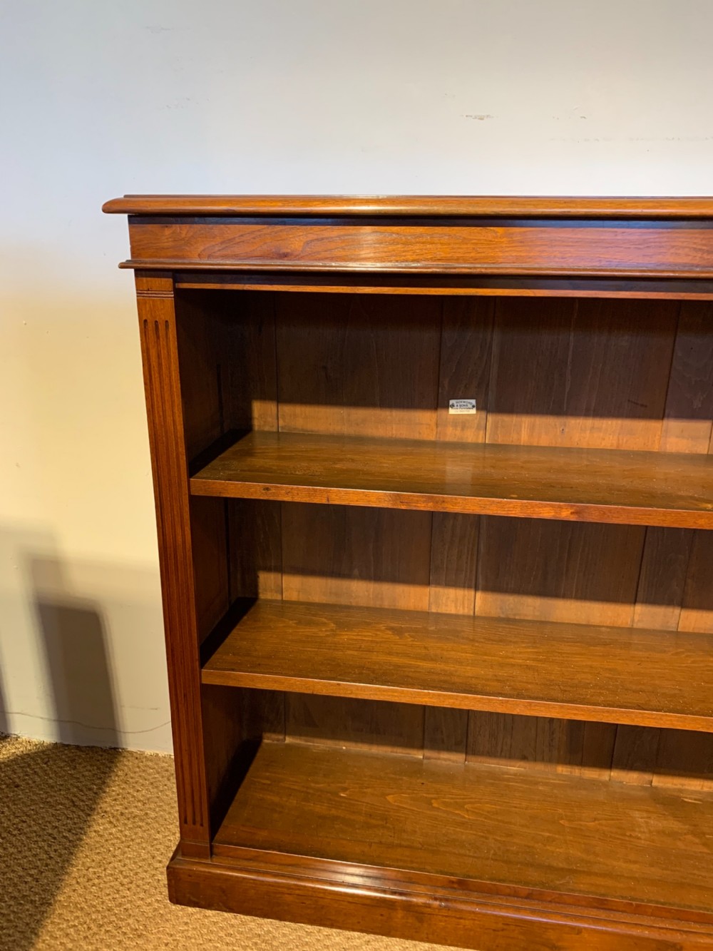 Edwardian walnut open bookcase  View III