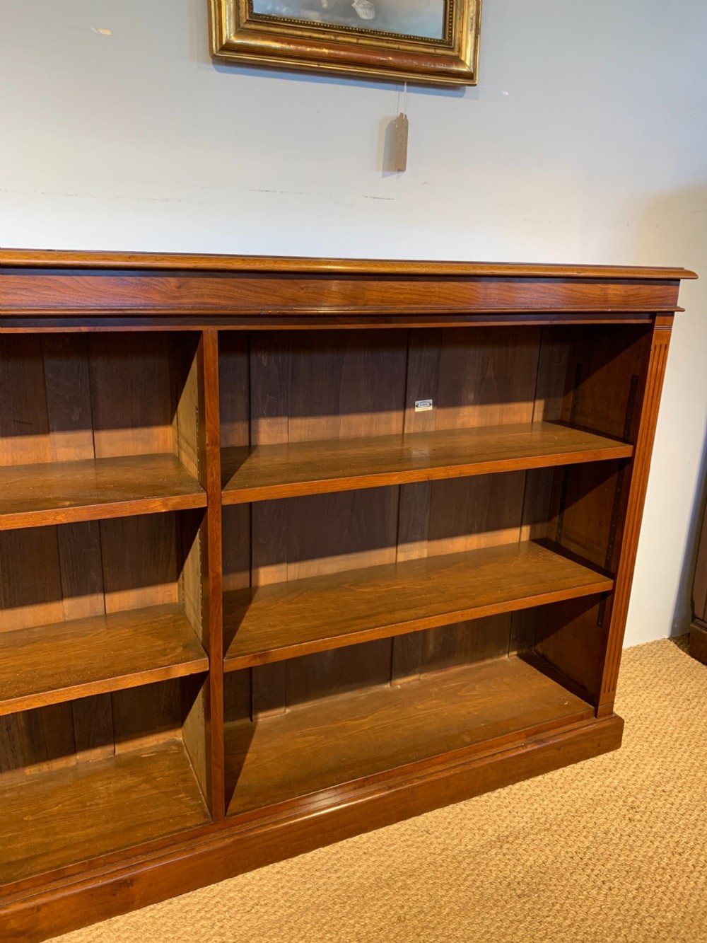 Edwardian walnut open bookcase  View V