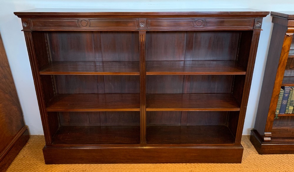 Edwardian mahogany open bookcase  View IV