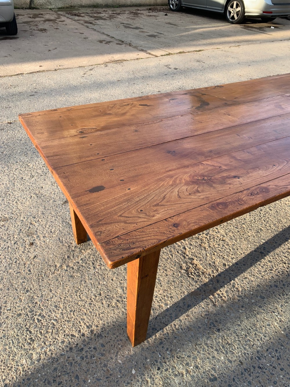Large elm farmhouse table 301 cms   View X
