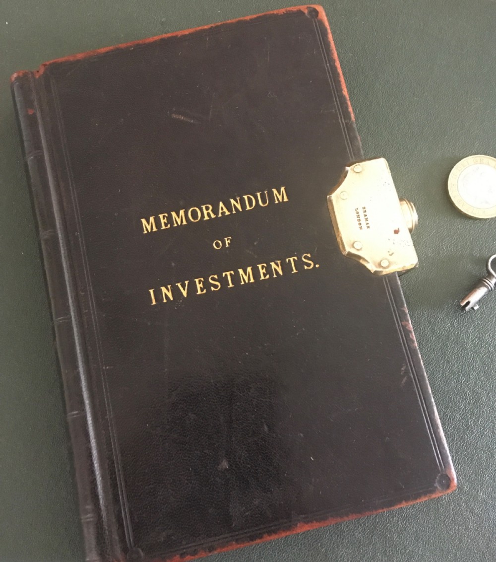 LEATHER BOUND LEDGER WITH BRAMAH LOCK