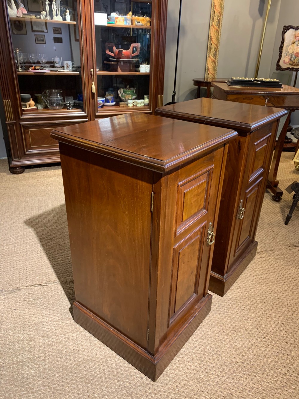 Pair of Edwardian bedside cabinets  View II