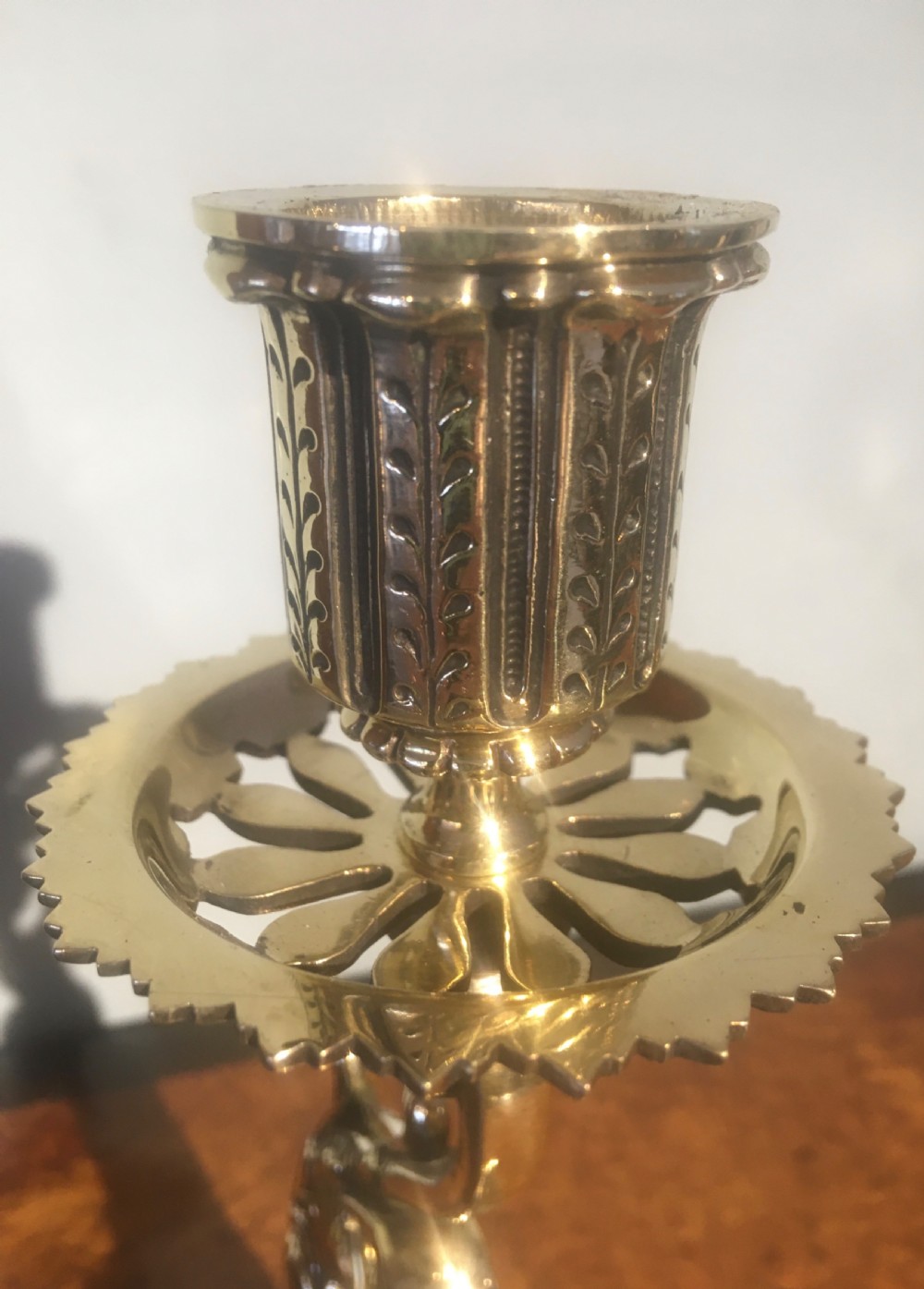BRASS FIGURAL CANDLESTICK WITH INK WELL View VI