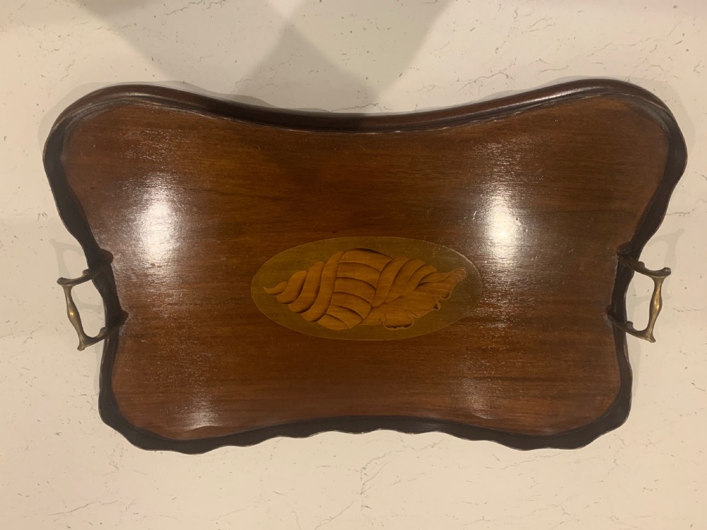 Edwardian mahogany and inlaid tray ... 