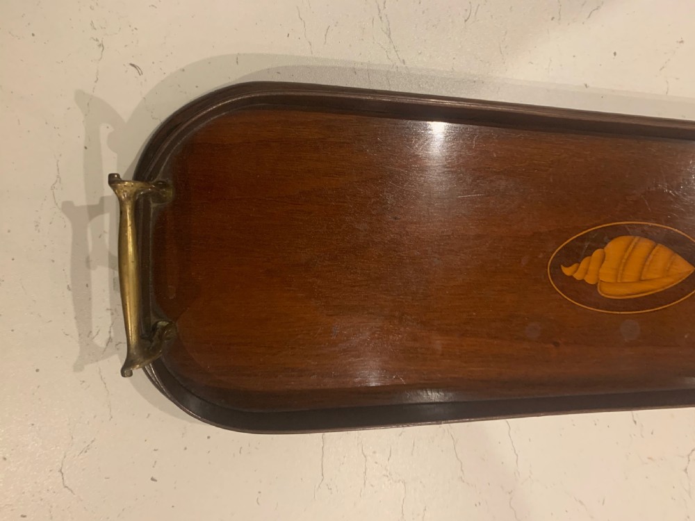Small Edwardian mahogany and inlaid tray  View IV