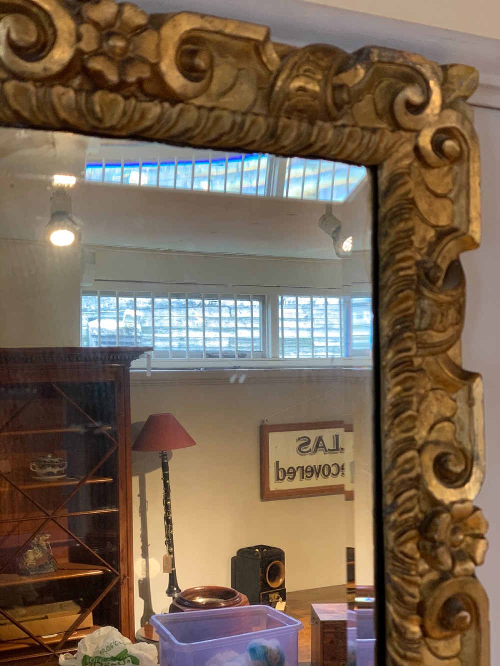 Antique gilt wood mirror  View II