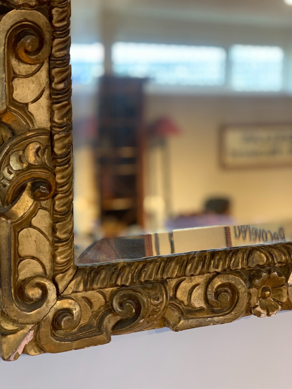 Antique gilt wood mirror  View IV