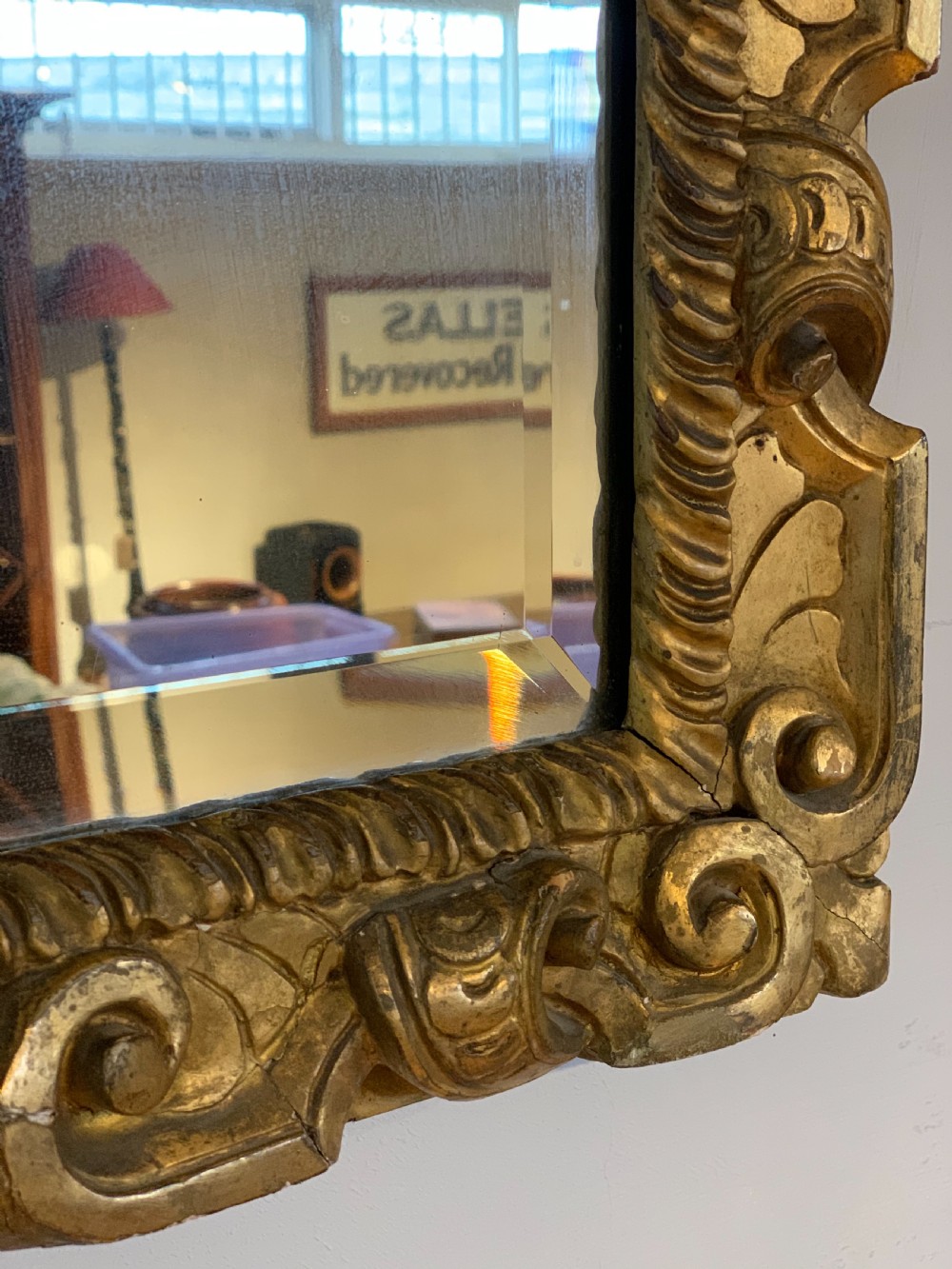Antique gilt wood mirror  View V