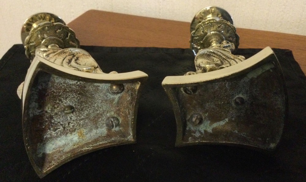 PAIR BRASS GRIFFIN CANDLESTICKS  View VI