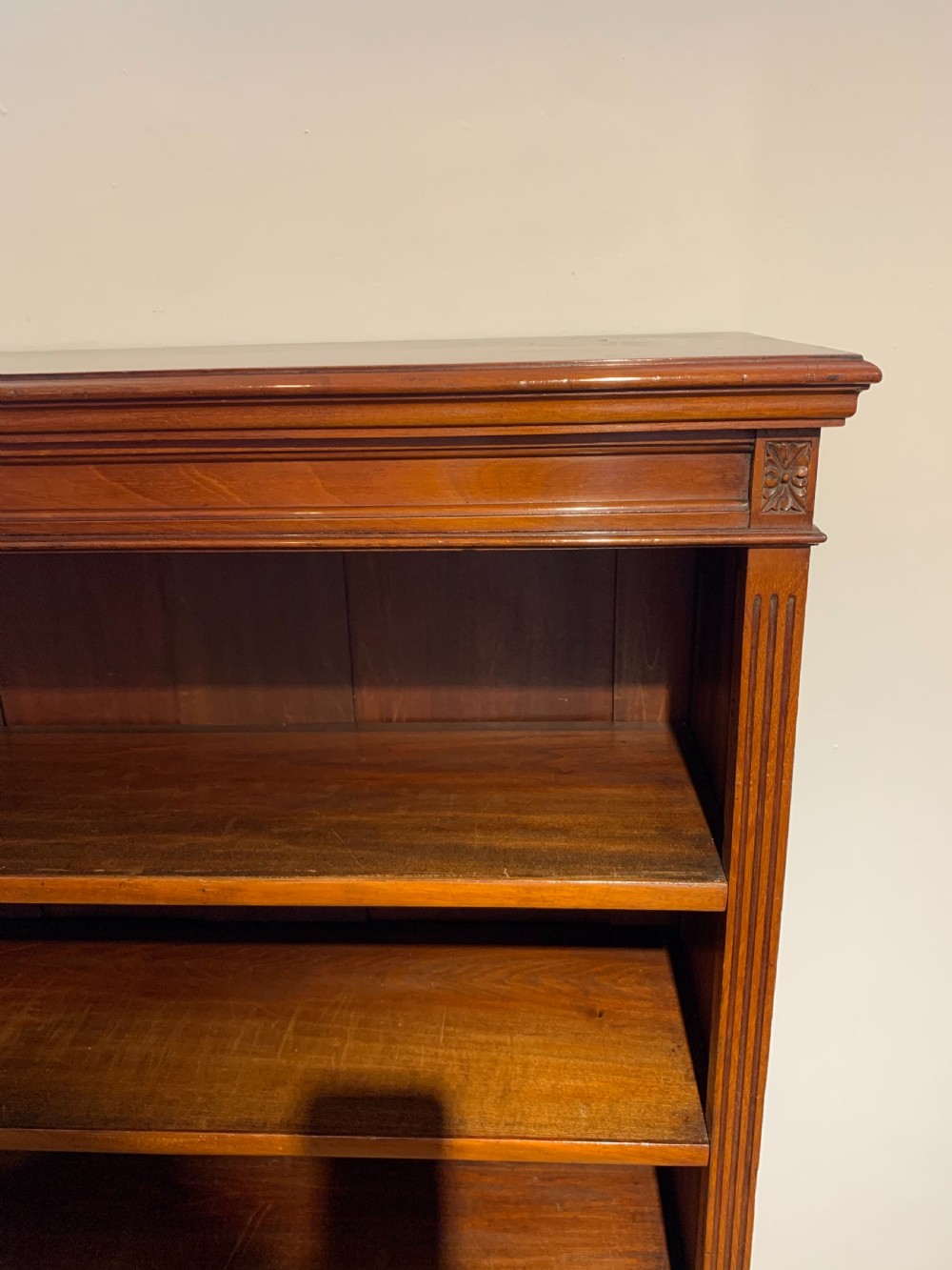 Victorian mahogany open bookcase  View II