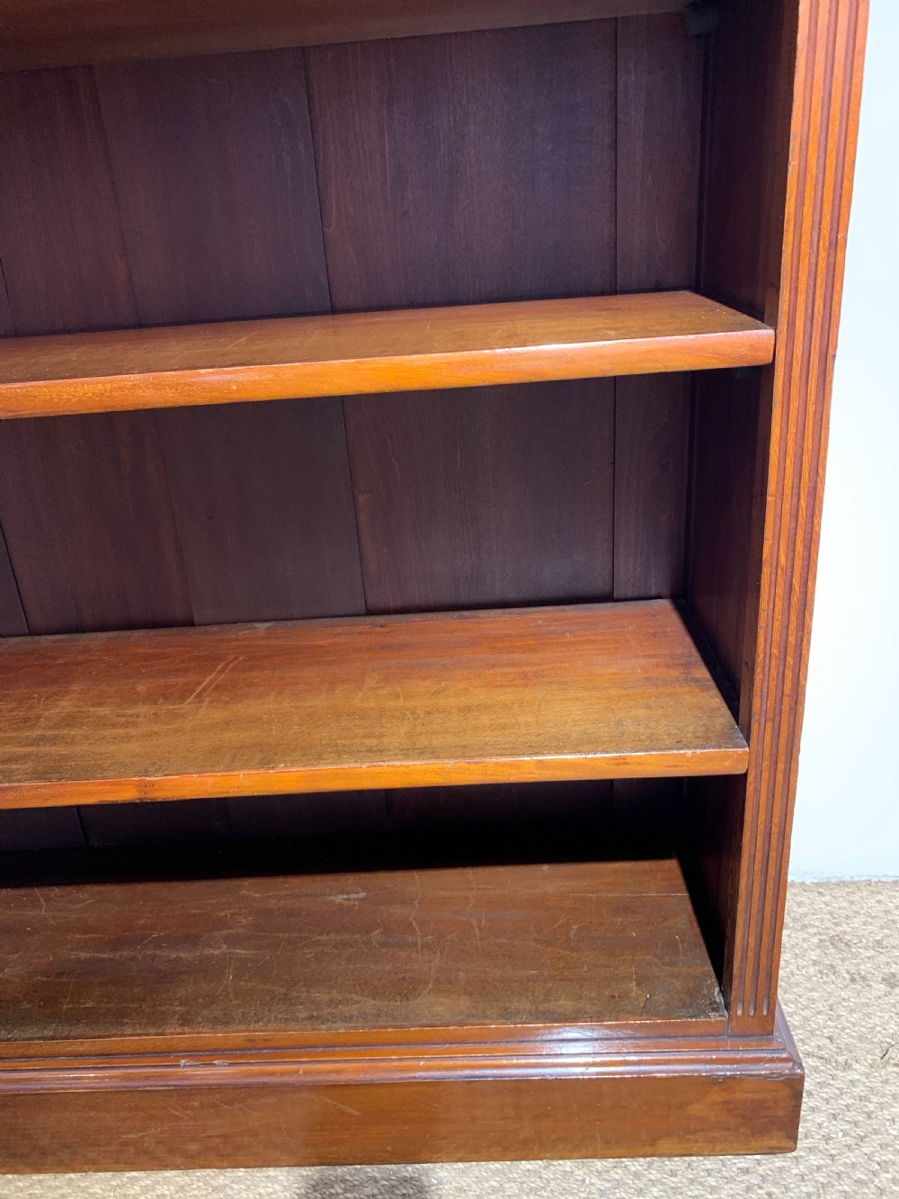 Victorian mahogany open bookcase  View III