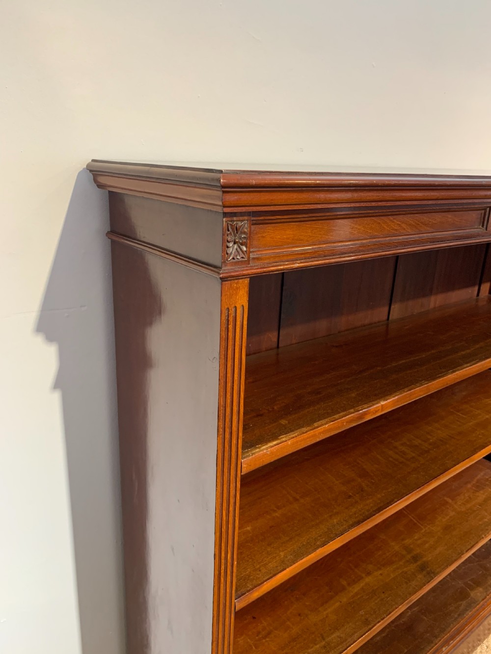 Victorian mahogany open bookcase  View V