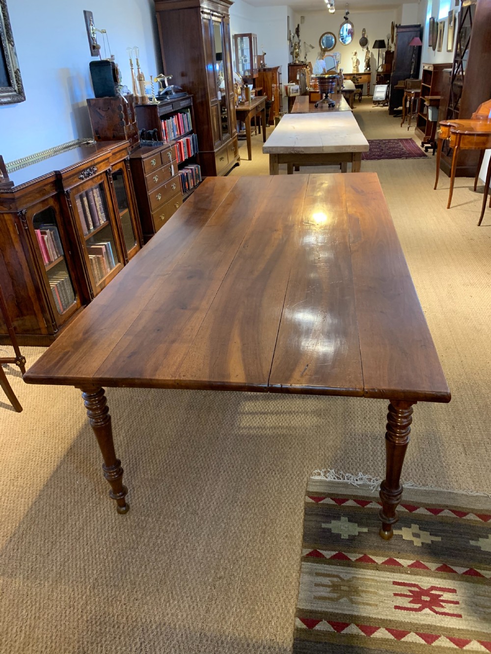 Walnut farmhouse table wide top  View II