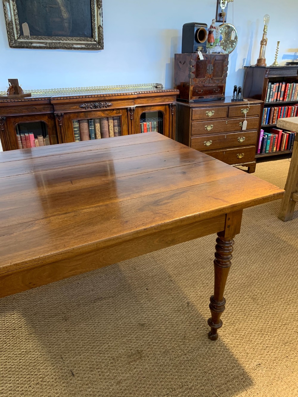 Walnut farmhouse table wide top  View III