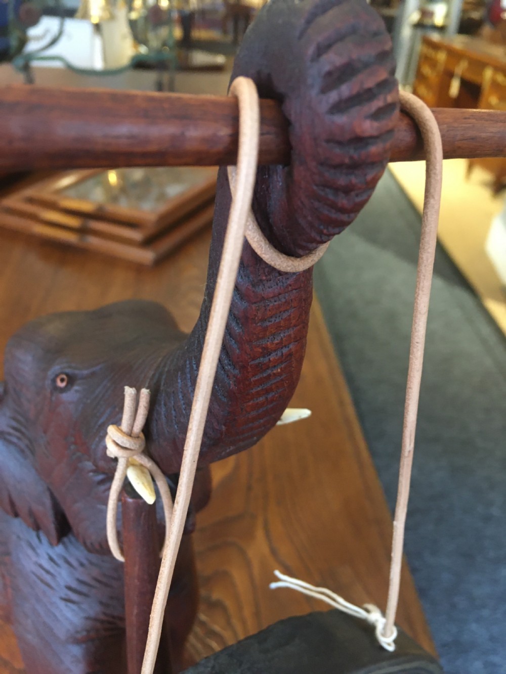 TEAK ELEPHANT TABLE GONG View VI
