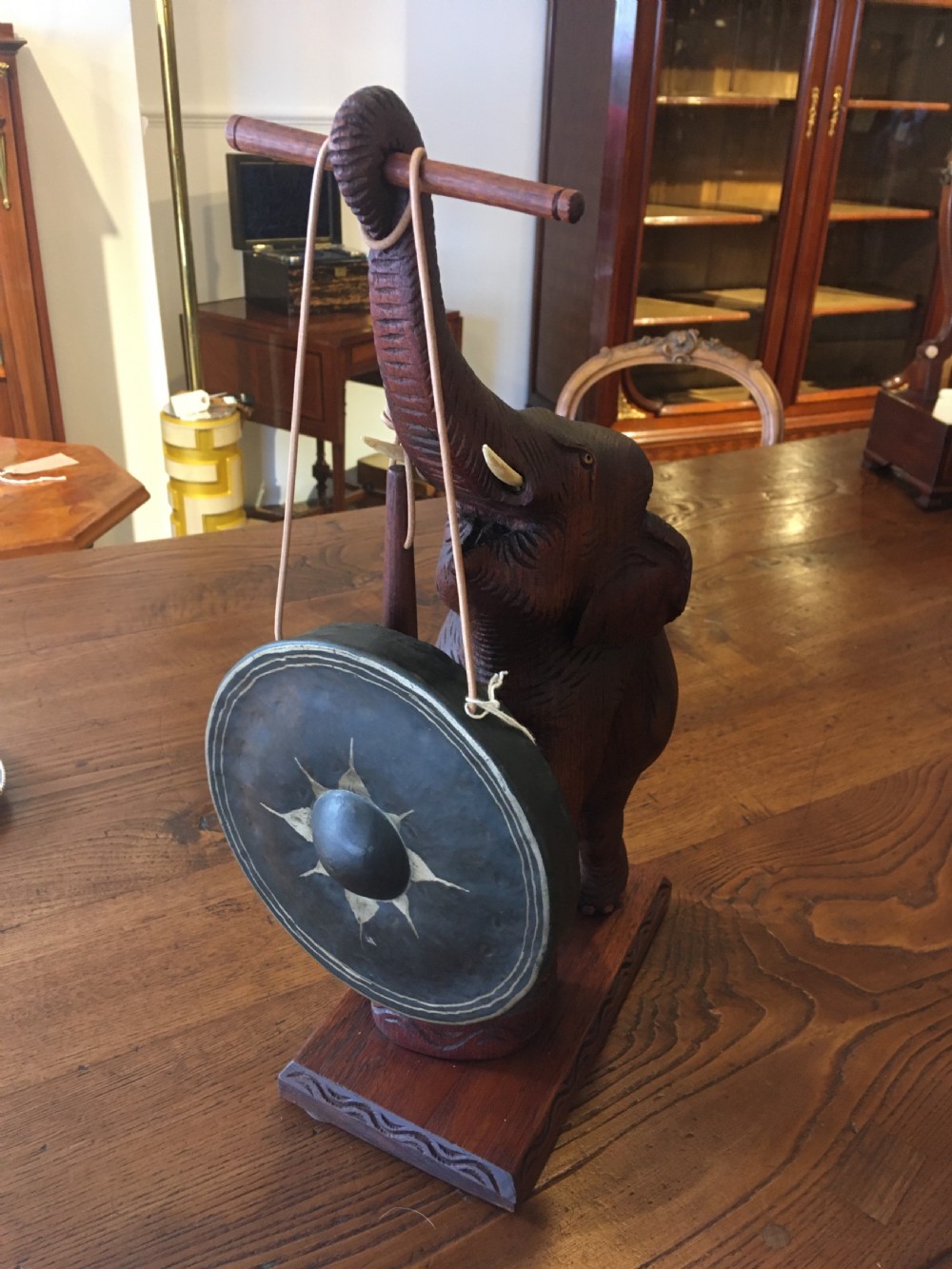 TEAK ELEPHANT TABLE GONG View X