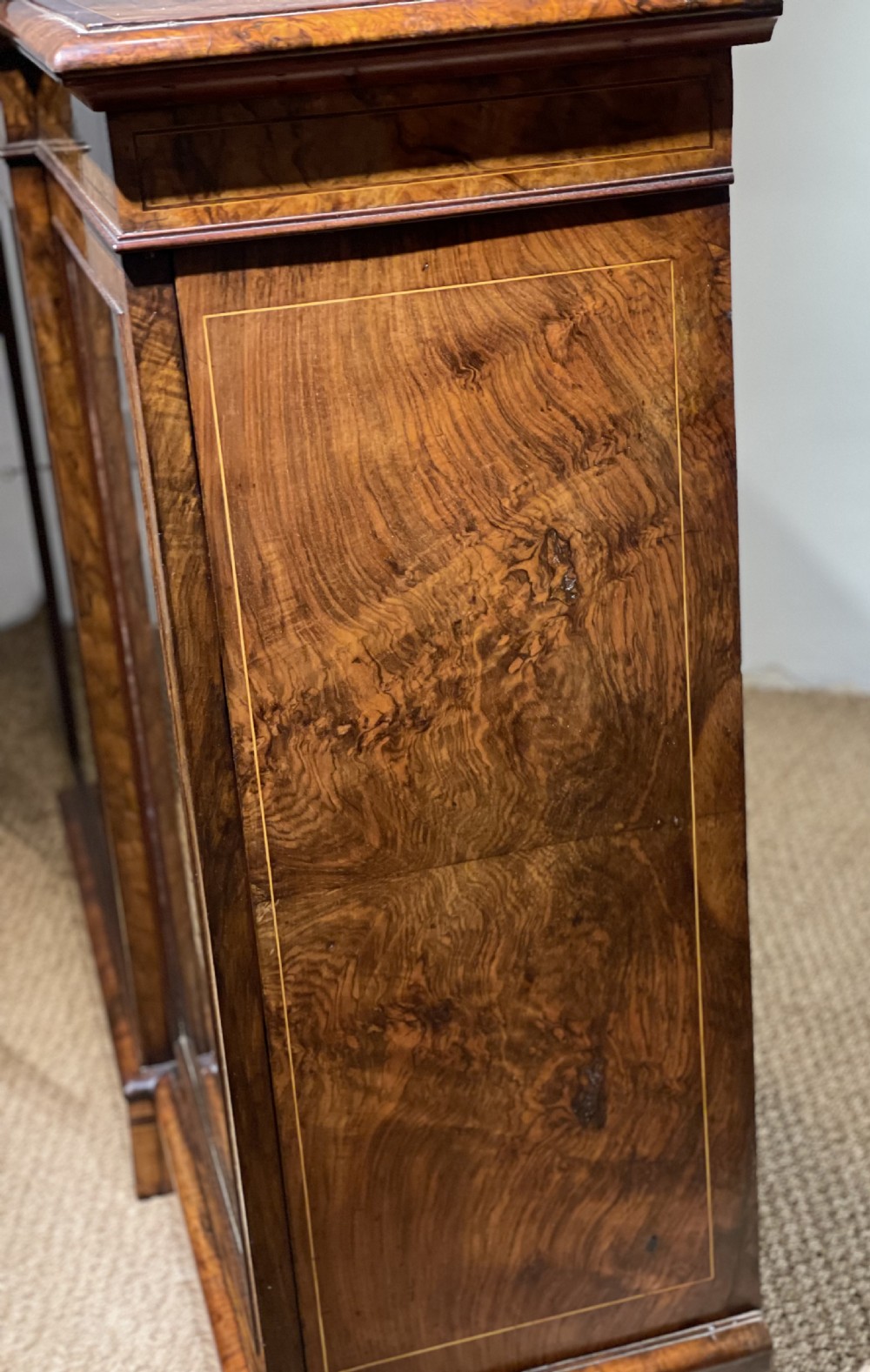 Walnut break front bookcase  View VII