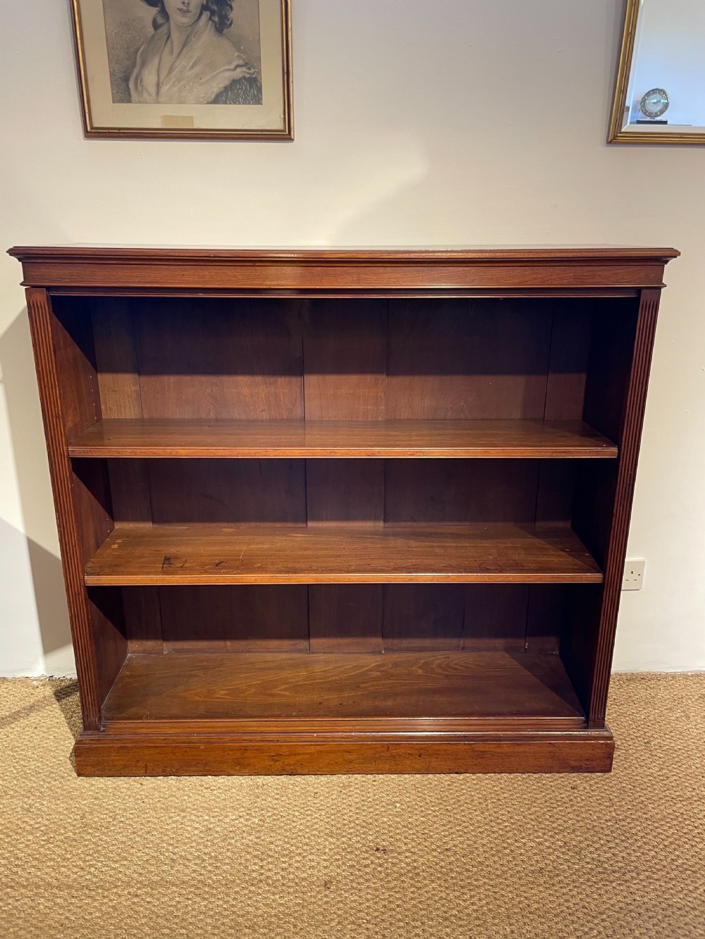 Victorian mahogany open bookcase  View II