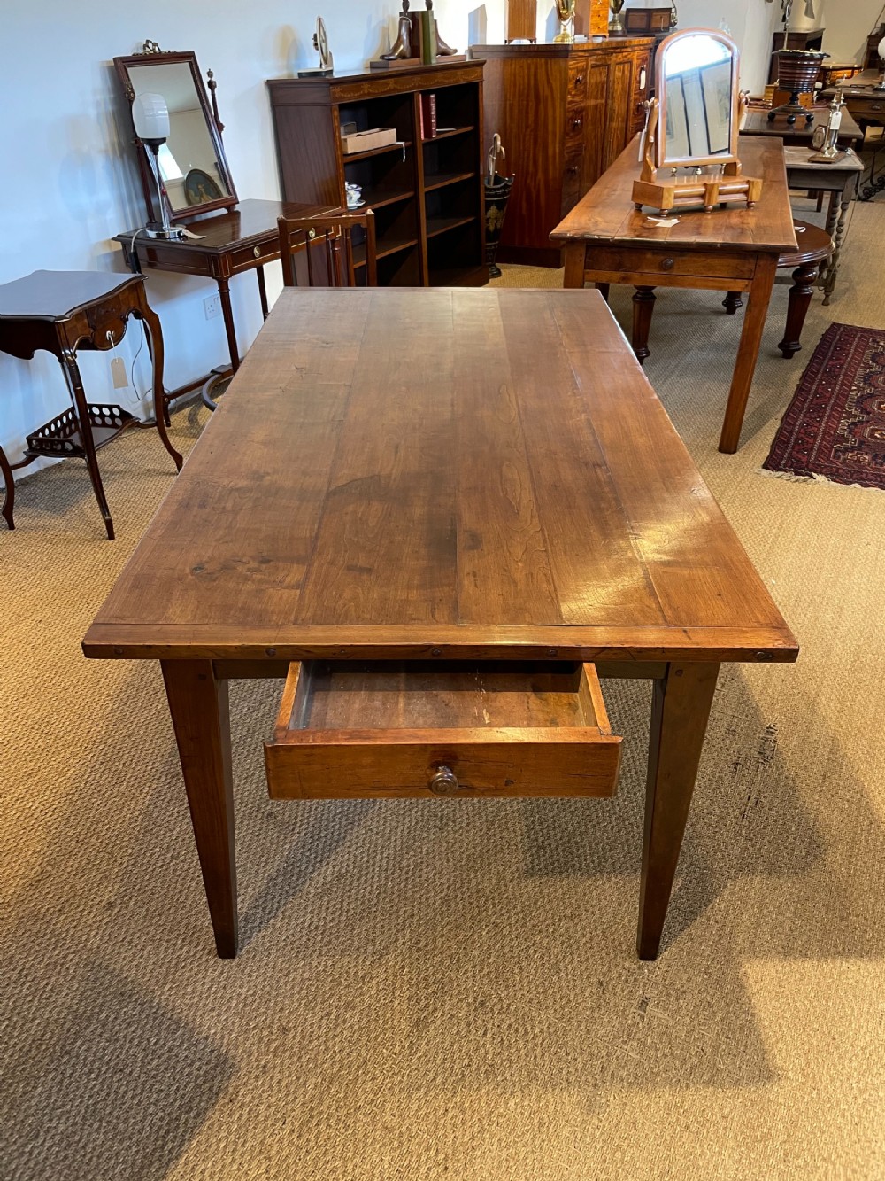 Small cherry wood farmhouse table  View IV