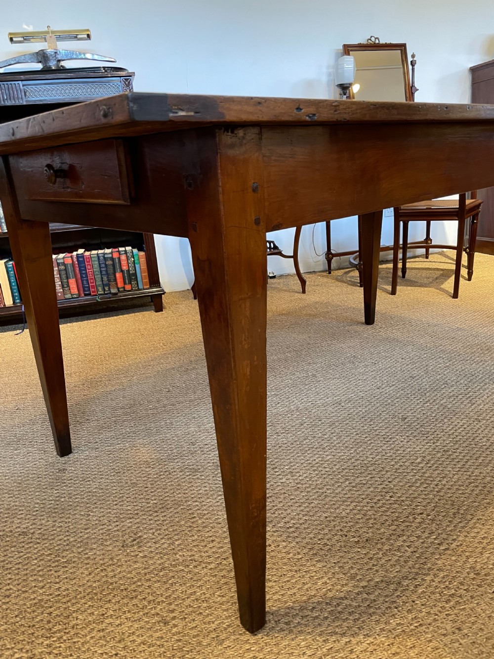 Small cherry wood farmhouse table  View V