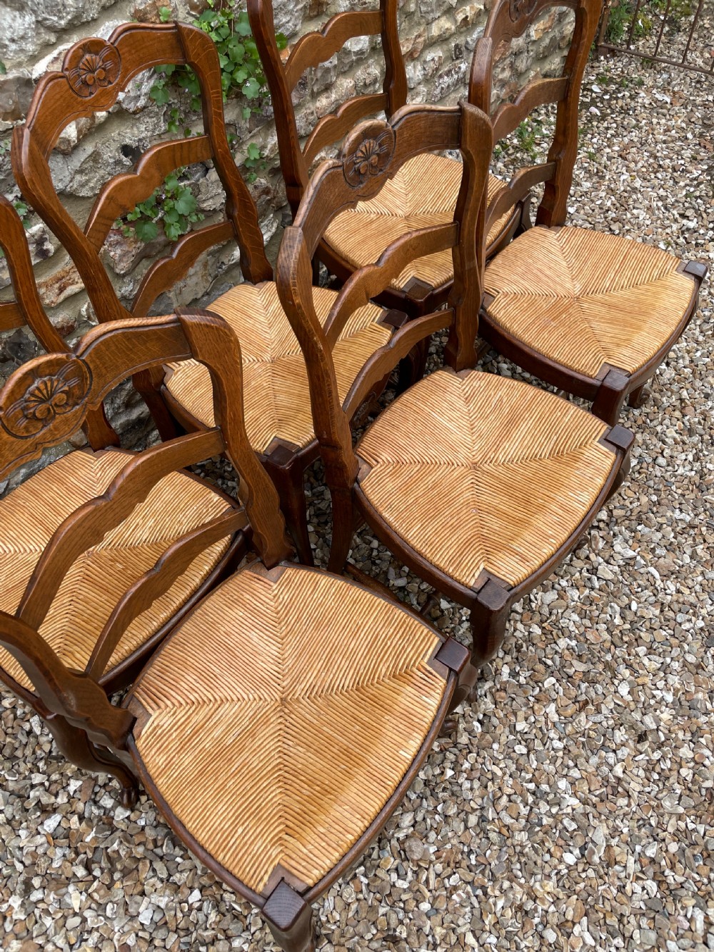 Set of six oak rush seated chairs  View VII