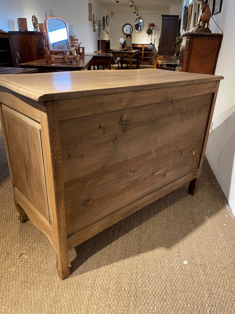 Washed oak serpentine fronted French commode  View II