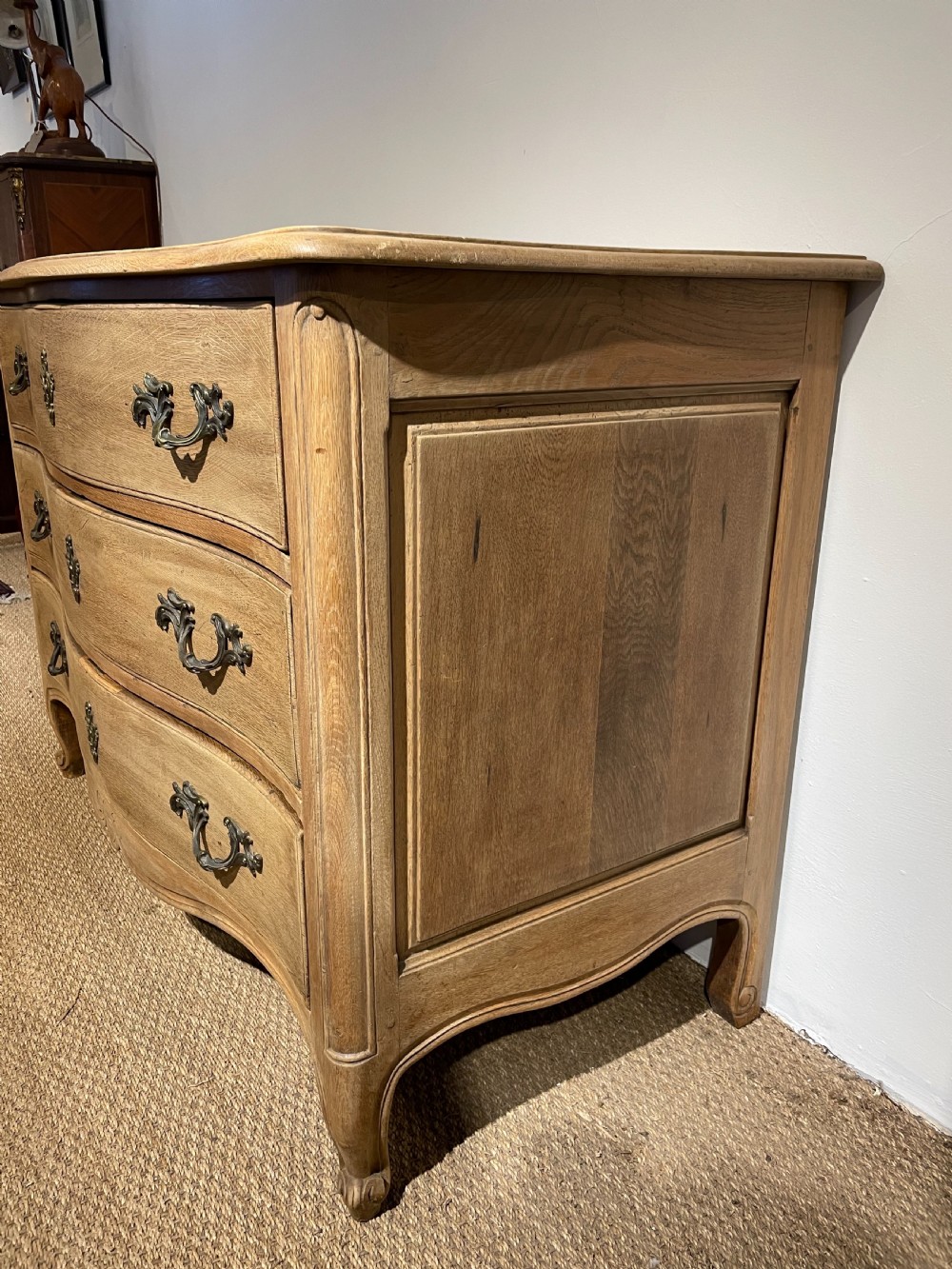 Washed oak serpentine fronted French commode  View VII