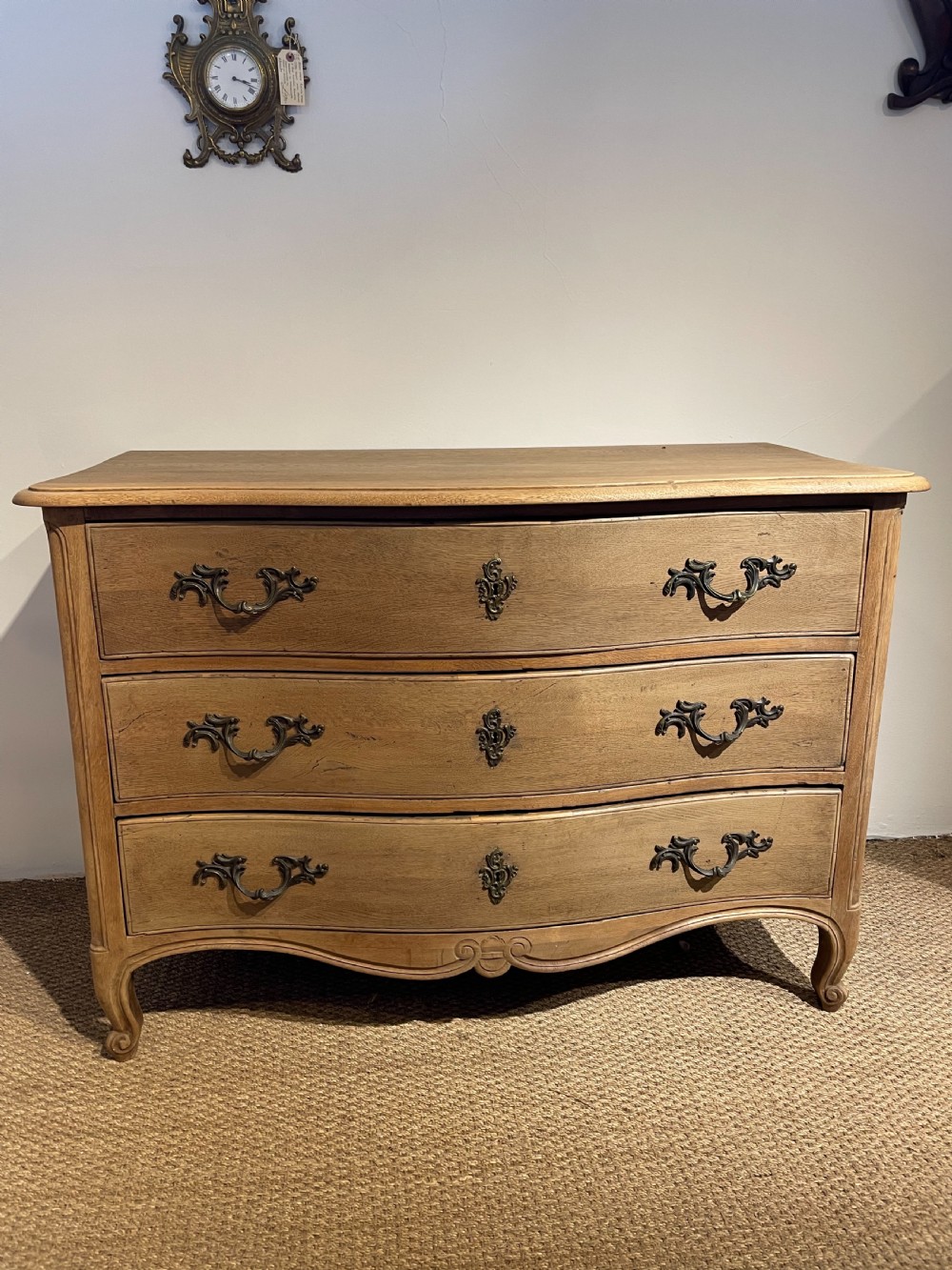 Washed oak serpentine fronted French commode  View IX