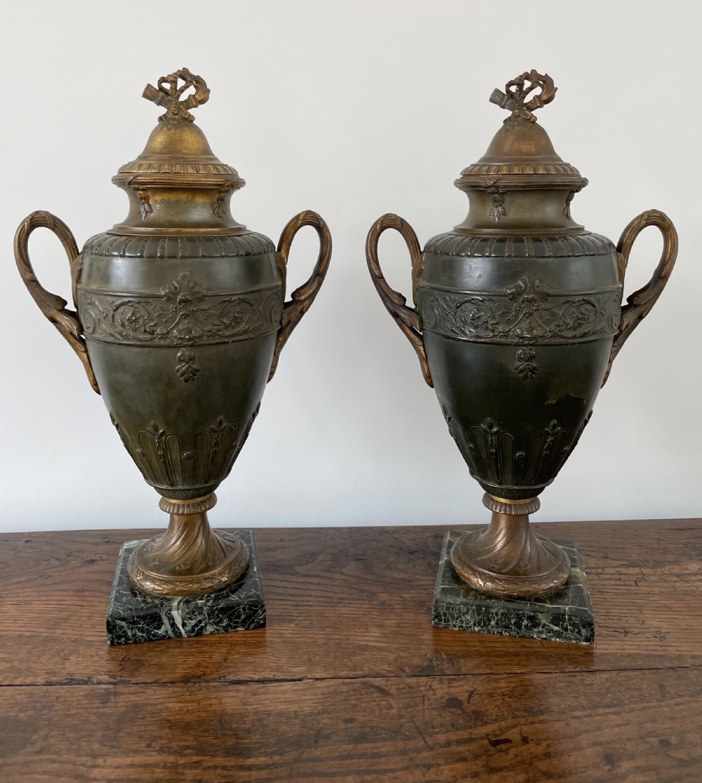 Large pair of Spelter urns 