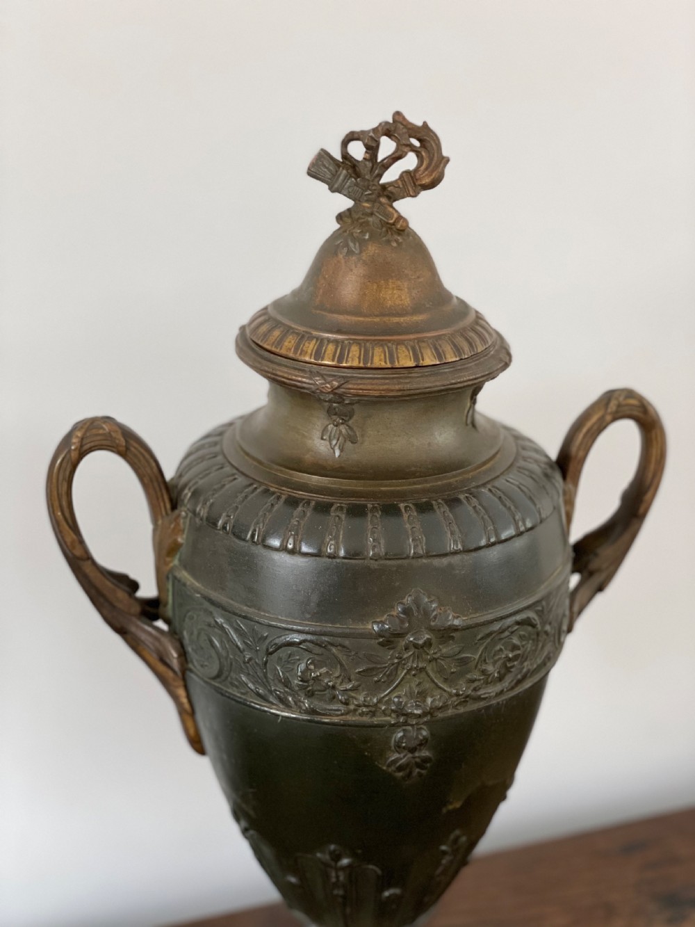 Large pair of Spelter urns  View II