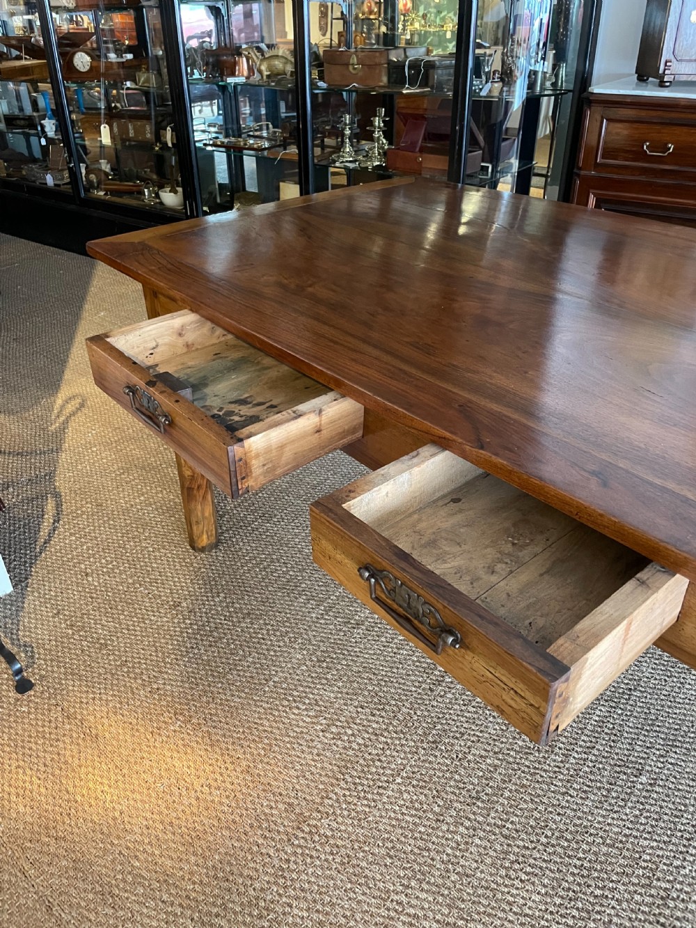 Long and wide Walnut farmhouse table  View X