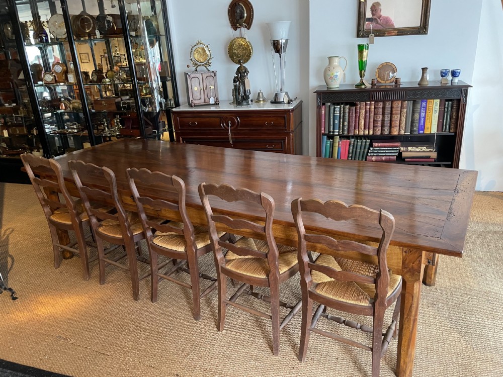 Long and wide Walnut farmhouse table  View XV