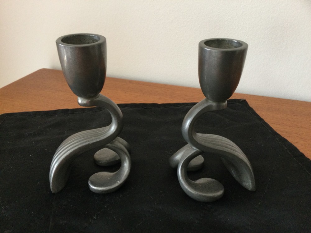 PAIR JUST ANDERSEN ART DECO CANDLESTICKS 