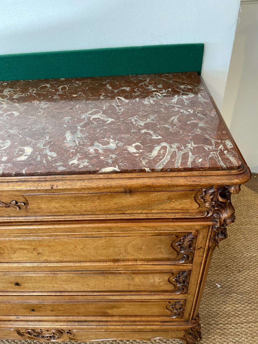 Walnut marble topped chest of drawers  View IV