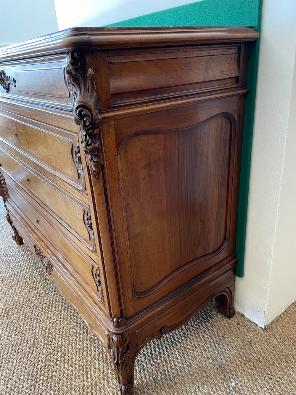 Walnut marble topped chest of drawers  View V