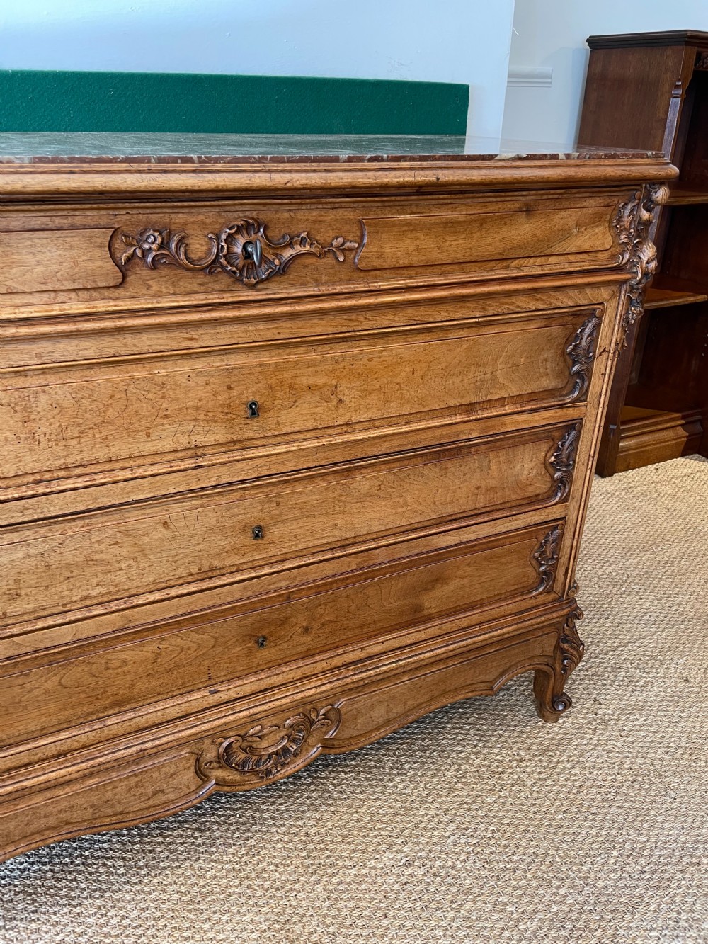 Walnut marble topped chest of drawers  View IX