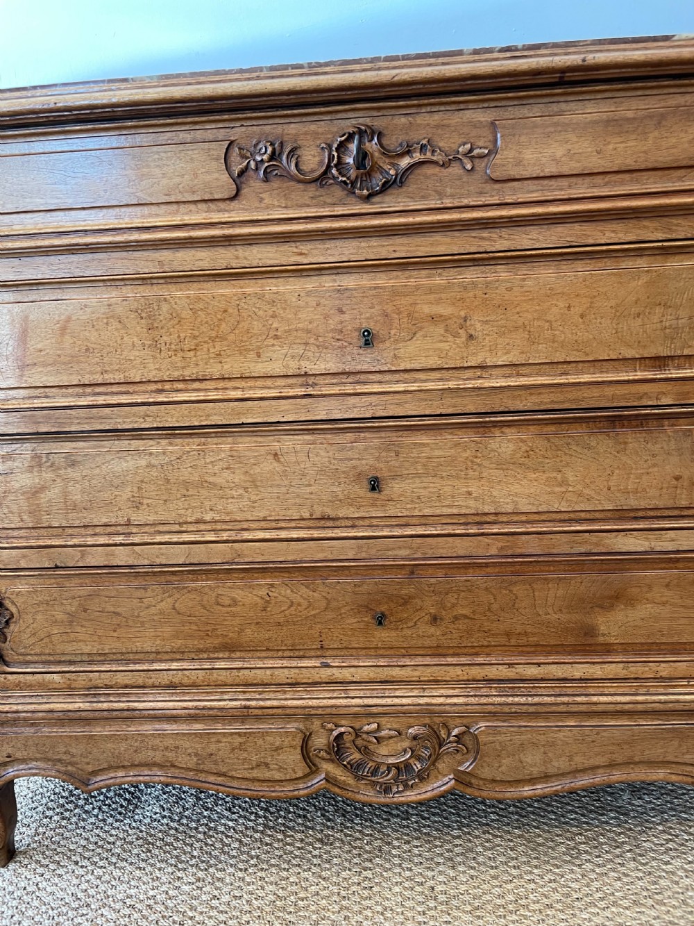 Walnut marble topped chest of drawers  View XII