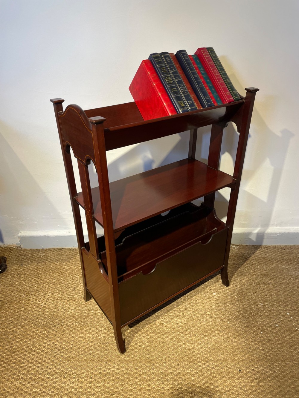Edwardian book trough, magazine rack  View II
