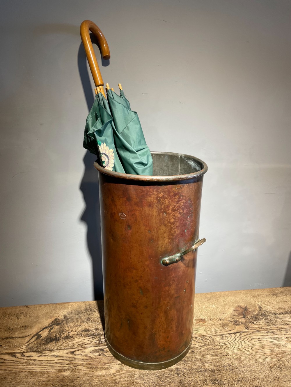 Copper umbrella and walking stick stand  View VIII