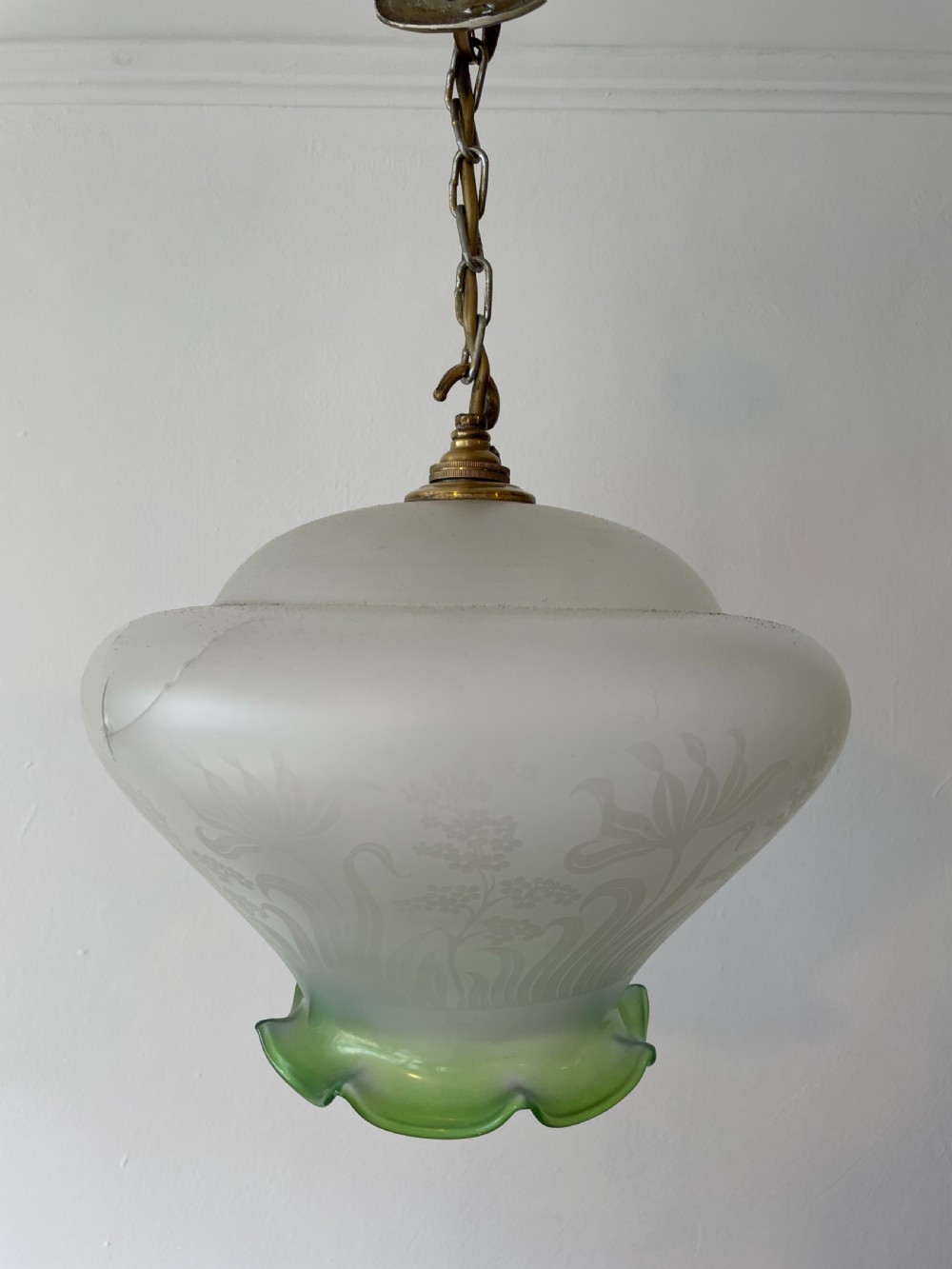 1920’s GREEN GLASS CEILING SHADE
