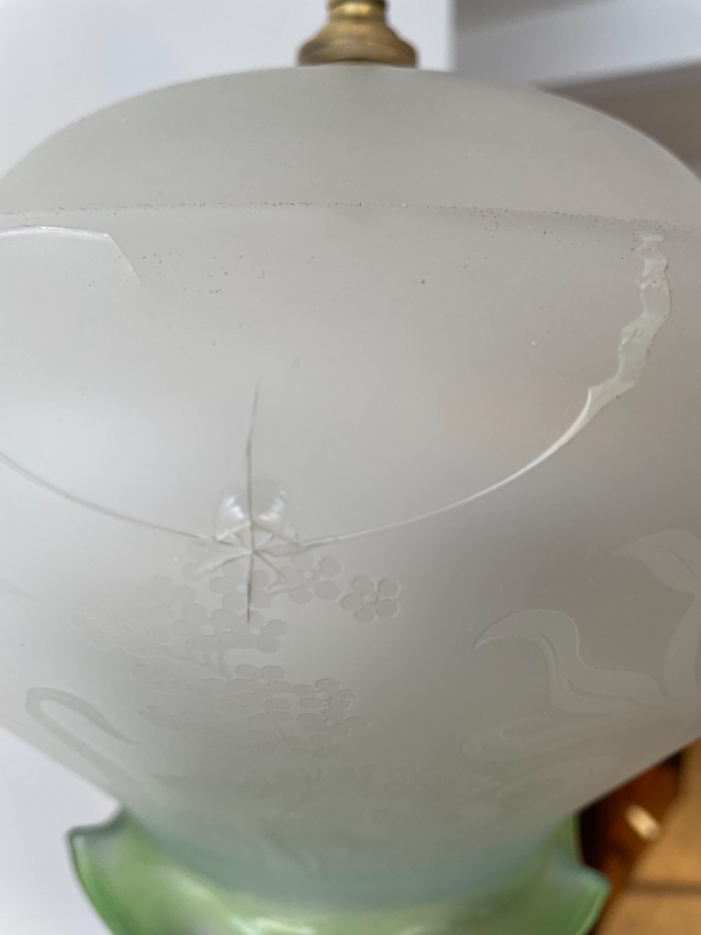 1920’s GREEN GLASS CEILING SHADE View II