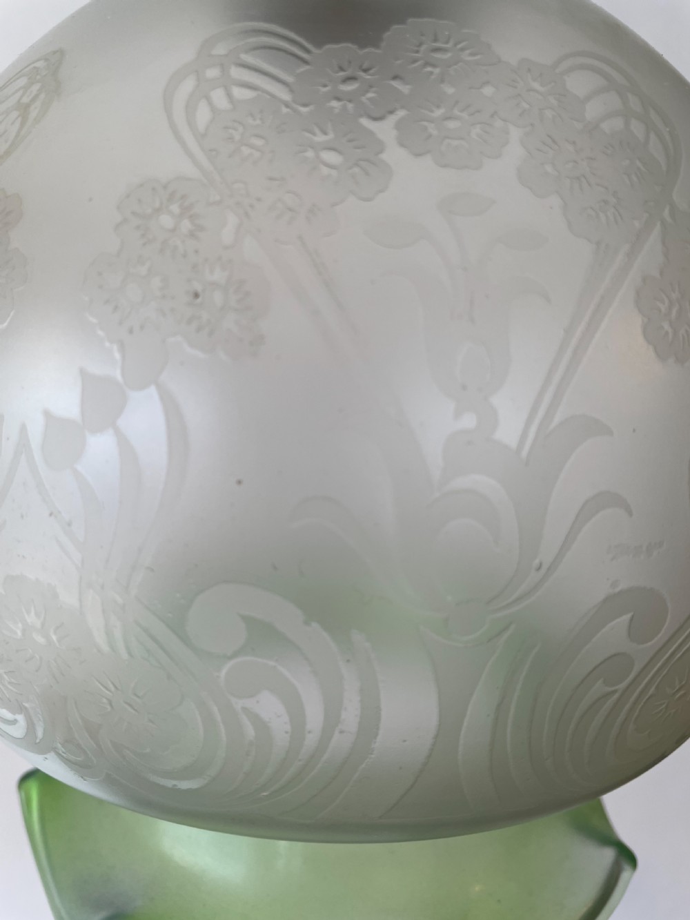 1920’s GREEN GLASS CEILING LIGHT View II