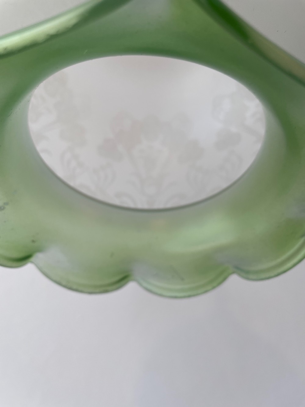 1920’s GREEN GLASS CEILING LIGHT View III