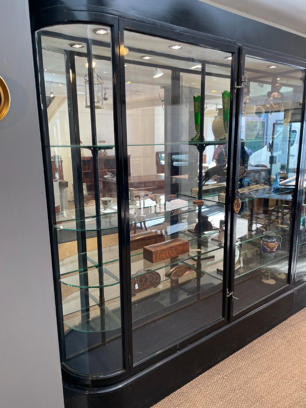 Large Victorian ebonised shop display cabinet  View V
