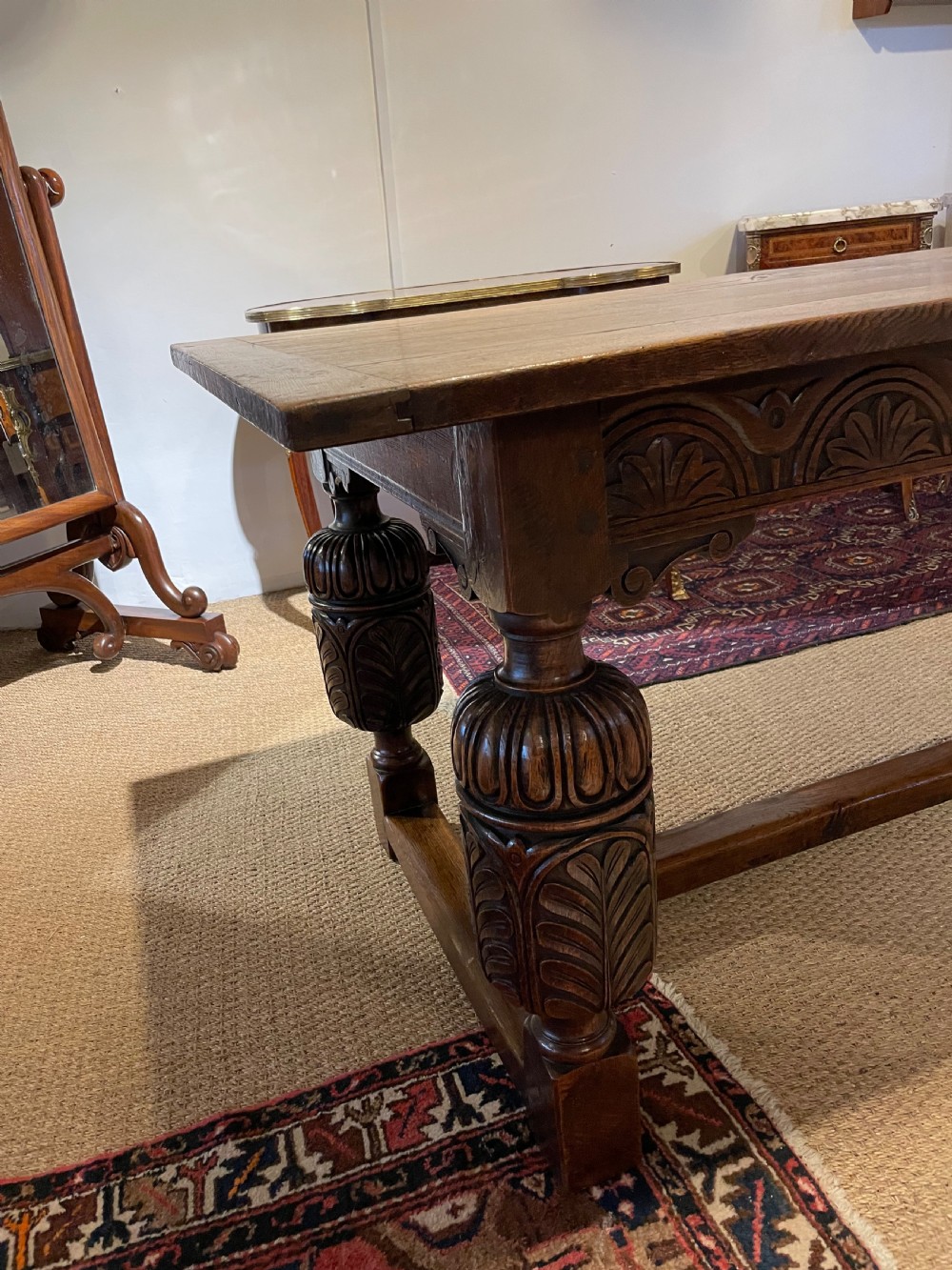 Victorian oak refectory table  View II
