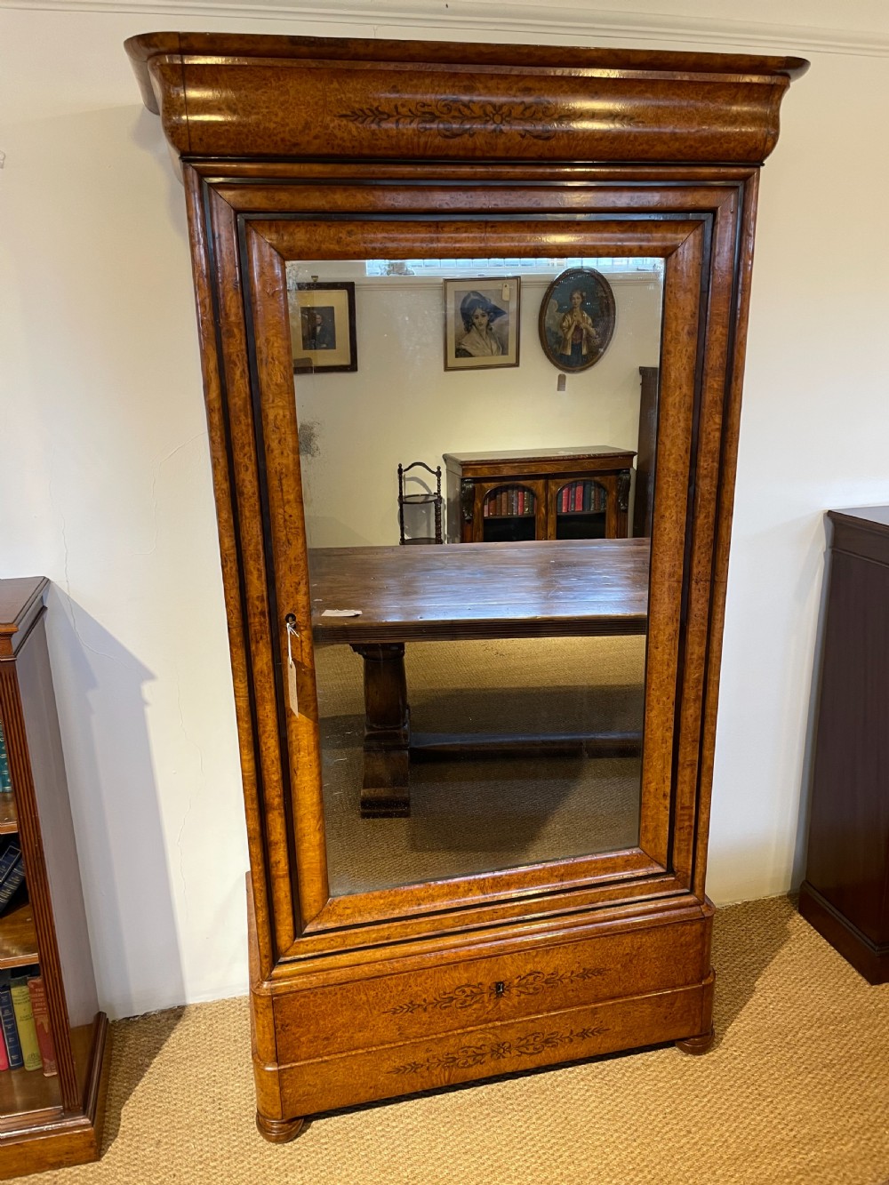 Charles X burr elm linen cupboard 